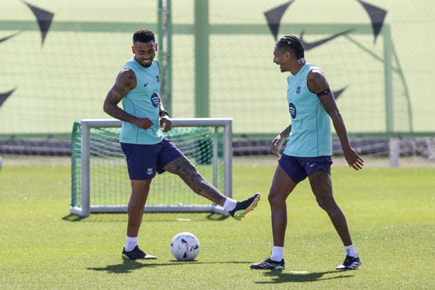 September 12, 2026, Sant Joan Despi, Barcelona, Spain: Gabriel Jesus and Raphinha during the training day of FC Barcelona, Barca ahead the Spanish League, Laliga EA Sports, football match against Levante UD at Ciudad Esportiva Joan Gamper on September 12, 2026 in Sant Joan Despi, Barcelona, Spain. FC Barcelona Training And press conference, PK, Pressekonferenz - LaLiga EA Sports - ZUMAa181 20260912_zaa_a181_002 Copyright: xJavierxBorregox