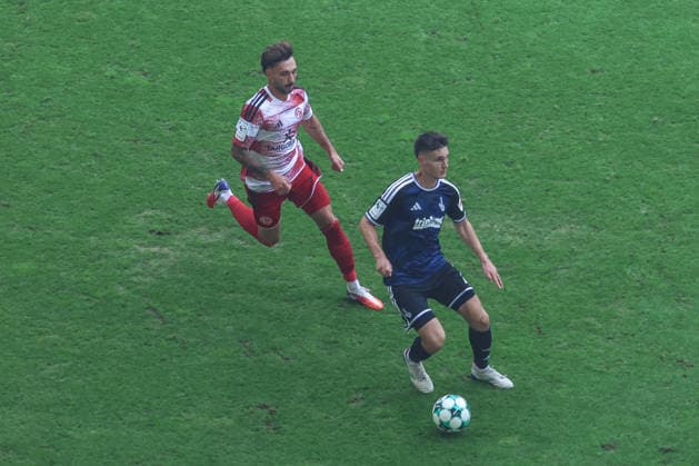 Sports, Soccer, 3rd Division, 2026–2027 Season, Matchday 5: Fortuna Düsseldorf vs. MSV Duisburg, September 12, 2026, MERKUR SPIEL ARENA, Matthias Zimmermann (Düsseldorf), 25; Martin Ens (MSV Duisburg), 4; Düsseldorf, MERKUR SPIEL ARENA, North Rhine-Westphalia, Germany