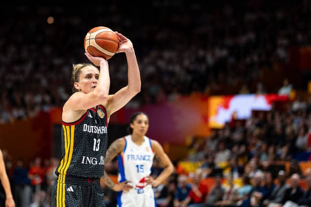 Leonie Fiebich of Germany, age 13, taking a free throw, GER, France vs. Germany, Basketball, 2026 FIBA Women’s World Cup, Semifinal, September 12, 2026, GER, France vs. Germany, Basketball, 2026 FIBA Women’s World Cup, Semifinal, September 12, 2026, Berlin Copyright: xEibner-Pressefoto MaxxVincenx EP_MVN