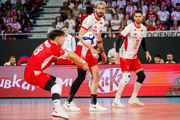 Volleyball - CEV EuroVolley 2026 Group B - Poland vs Israel - 09.12.2026 SOFIA, BULGARIA - September 12th: Tomasz Fornal, 21 of Poland, Aleksander Sliwka, 11 of Poland, Maksymilian Granieczny, 18 of Poland during CEV EuroVolley 2026, Group B match between Poland vs Israel at Arena 8888 in Sofia, Bulgaria, on September 12th, 2026 in Sofia, Bulgaria. Copyright: xYulianxTodorovx