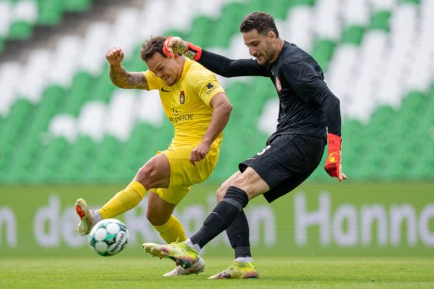 Niklas Pollex (SG Sonnenhof Großaspach), 18, vs. Omer Hanin (TSV Havelse), 13, TSV Havelse vs. SG Sonnenhof Großaspach, Soccer, 3rd Division, Matchday 5, September 6, 2026, DFB regulations prohibit any use of photographs as image sequences and or quasi-video. Hanover, Lower Saxony, Germany Copyright: xkolbert-press PhilipxZieglerx