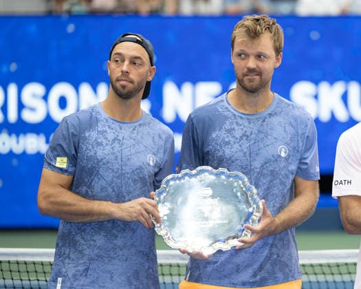 L R Finalists Kevin Krawietz, Tim Puetz, Men s Doubles, Men s Doubles, Award Ceremony, Presentation, U.S. Open Championships, Billie Jean King National Tennis Center, Flushing Meadows, New York, USA Copyright: xJuergenxHasenkopfx