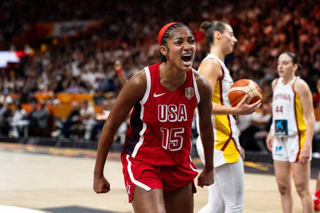 Angel Reese, USA, 15, celebrates, GER, Spain vs. USA, Basketball, 2026 FIBA Women’s World Cup, Semifinals, September 12, 2026 GER, Spain vs. USA, Basketball, 2026 FIBA Women’s World Cup, Semifinals, September 12, 2026 Berlin Copyright: xEibner-Pressefoto MaxxVincenx EP_MVN