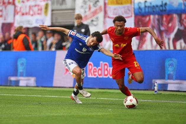 Leipzig, Saxony, Germany, September 13, 2026, Red Bull Arena, Matchday 3, 2026–27 Season, Bundesliga, RB Leipzig vs. Hamburger SV, Zakaria El Ouahdi (7), Hamburger SV, and Tidiam Gomis (27), RBL, face off Copyright: xdtsxNachrichtenagenturx dts_134229