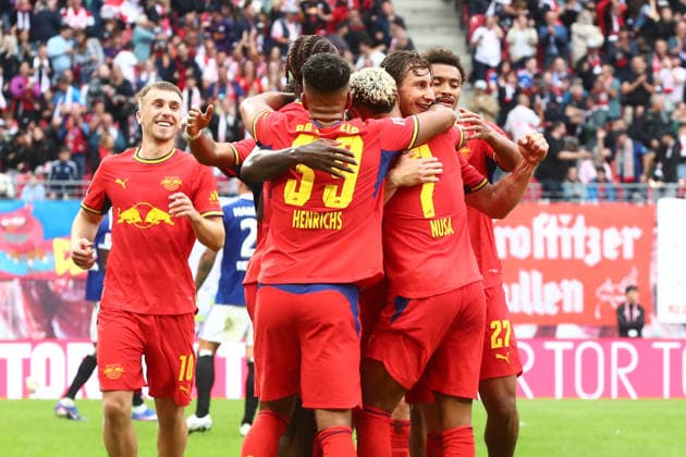 RB Leipzig vs. Hamburger SV, Bundesliga, Leipzig, September 13, 2026, Red Bull Arena, Soccer, Men, 2026–2027 Season, Bundesliga 1, Matchday 3, RB Leipzig vs. Hamburger SV, Pictured: Goal for RB Leipzig, Goal celebration after the 3–0, Goal scorer Willi Orban 4, RB Leipzig,