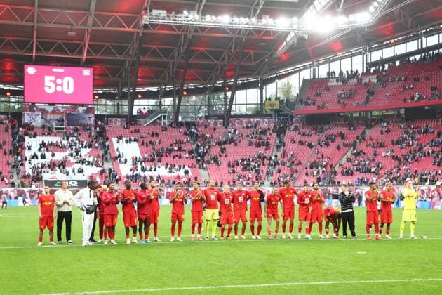 RB Leipzig vs. Hamburger SV, Bundesliga, Leipzig, September 13, 2026, Red Bull Arena, Soccer, Men, 2026–2027 Season, Bundesliga 1, Matchday 3, RB Leipzig vs. Hamburger SV, Pictured: RB Leipzig celebrating their victory,