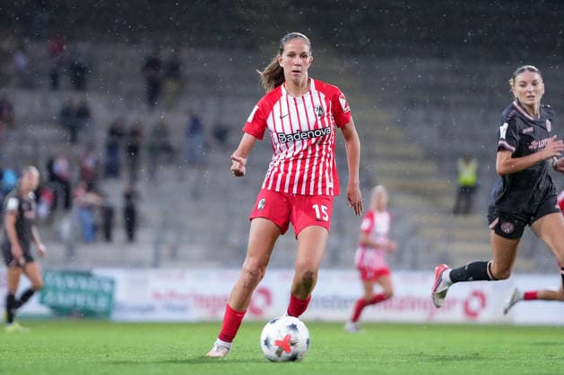 Maj Schneider, SC Freiburg, No. 15, Germany, Soccer, Google Pixel Women s Bundesliga, Matchday 4, 2026–2027, SC Freiburg vs. 1. FSV Mainz 05, September 13, 2026, Dreisamstadion, Freiburg, Dreisamstadion, Baden-Württemberg, Germany Copyright: xArnexAmbergx