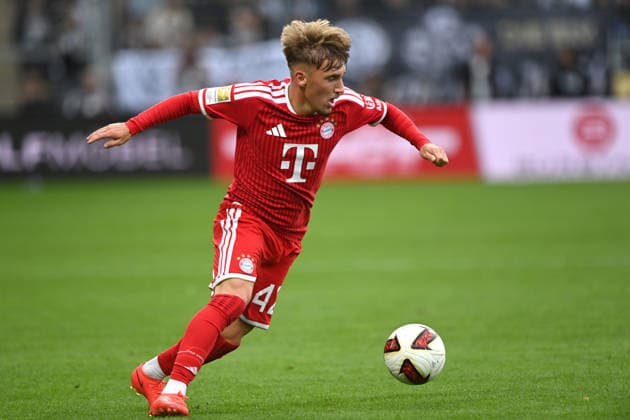 Lennart KARL M Play, Individual Play, Soccer, Bundesliga 1, Matchday 3, matchday3, Spieltag3, SV 07 Elversberg vs. FC Bayern Munich 1–2 on September 13, 2026, at the Ursapharm Arena an der Kaiserlinde, Waldstadion in Elversberg, Germany. DFL regulations prohibit any use of photographs as image sequences and or quasi-video.