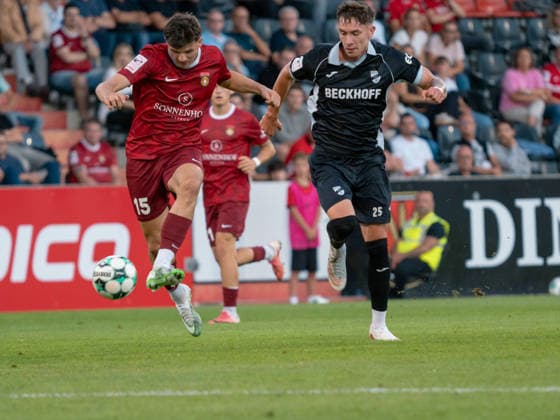 Antonis Aidonis (SG Sonnenhof Grossaspach), 15, scores past Tim Heike (SC Verl), 25, GER, Soccer, SG Sonnenhof Grossaspach vs. SC Verl, 3rd League, Matchday 6, Aspach, 2026–2027 Season, September 15, 2026 GER, Soccer, SG Sonnenhof Grossaspach vs. SC Verl, 3rd Division, Matchday 6, 2026–2027 season, September 15, 2026 Aspach Copyright: xCarstenxSchweringx EP_CSG