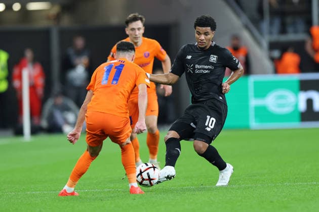 September 16, 2026, GER, Soccer, Men s, Europa League, 2026–2027 Season, Matchday 1 of the group stage, Bayer 04 Leverkusen (GER) vs. NK Celje (SVN) – Malik Tillmann (Leverkusen, No. 10) in a tackle against Milot Avdyli (NK Celje, No. 11), DFB and DFL regulations prohibit any use of photographs as image sequences and or quasi-video; Leverkusen BayArena, NRW, Germany Copyright: xNordphoto Meuterx