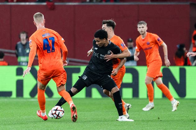 2026–2027 UEFA Europa League, Bayer 04 Leverkusen vs. NK Celje, Matchday 1, Wednesday, September 16, 2026, BayArena, North Rhine-Westphalia, Germany, Malik Tillman, Tackle, Duel Copyright: xCelinaxLeiersx