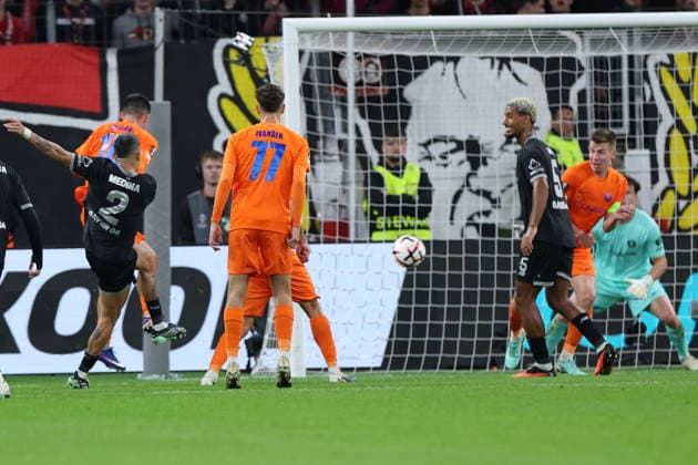September 16, 2026, GER, Soccer, Men s, Europa League, 2026–2027 Season, Matchday 1 of the group stage, Bayer 04 Leverkusen (GER) vs. NK Celje (SVN), 2–0 for Leverkusen thanks to Facundo Medina (Leverkusen 2), left. DFB and DFL regulations prohibit any use of photographs as image sequences and or quasi-video. Leverkusen BayArena, NRW, Germany Copyright: xNordphoto Meuterx