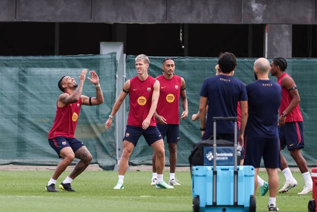 September 18, 2026, Sant Joan Despi, Barcelona, Spain: Gabriel Jesus, Dani Olmo and Raphinha during the training day of FC Barcelona, Barca ahead the Spanish League, Laliga EA Sports, football match against Sevilla FC at Ciudad Esportiva Joan Gamper on September 18, 2026 in Sant Joan Despi, Barcelona, Spain. Sant Joan Despi Spain - ZUMAa181 20260918_zaa_a181_011 Copyright: xJavierxBorregox