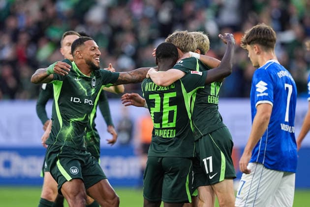 September 18, 2026, xydrx, Men s, Soccer, 2. Bundesliga, VfL Wolfsburg vs. SV Darmstadt 98, 2026–2027 season, Volkswagen Arena: Celebrations after VfL Wolfsburg’s 1–0 goal scored by Alexander Bernhardsson (VfL Wolfsburg, 17) alongside Sael Kumbedi (VfL Wolfsburg, 26). DFB regulations prohibit any use of photographs as image sequences and or quasi-video. Copyright: HMBxMedia YannisxDreimann