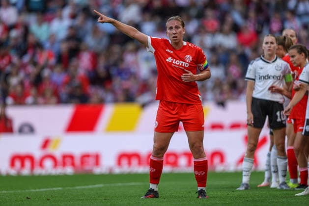 GER, Mainz, FSV Mainz 05 vs. Eintracht Frankfurt, Google Pixel Women s Bundesliga, Soccer, DFB, 2026–2027 Season, MEWA Arena, Matchday 5 in Pictures: Johanna Berg, Mainz 05 Women 9. DFB and DFL regulations prohibit any use of photographs as image sequences and or quasi-video. September 18, 2026 Copyright: HMBxMedia HendrikxHamelau