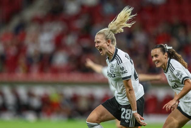 GER, Mainz, FSV Mainz 05 vs. Eintracht Frankfurt, Google Pixel Women s Bundesliga, Soccer, DFB, 2026–2027 Season, MEWA Arena, Matchday 5 in Pictures: Rebecka Blomqvist, Eintracht Frankfurt Women, 28, Goal, Celebration and Joy, Emotions, 3–2. DFB and DFL regulations prohibit any use of photographs as image sequences and or quasi-video, September 18, 2026 Copyright: HMBxMedia HendrikxHamelau