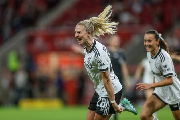 GER, Mainz, FSV Mainz 05 vs. Eintracht Frankfurt, Google Pixel Women s Bundesliga, Soccer, DFB, 2026–2027 Season, MEWA Arena, Matchday 5 in Pictures: Rebecka Blomqvist, Eintracht Frankfurt Women, 28, Goal, Celebration and Joy, Emotions, 3–2. DFB and DFL regulations prohibit any use of photographs as image sequences and or quasi-video, September 18, 2026 Copyright: HMBxMedia HendrikxHamelau