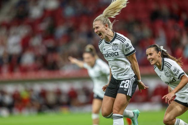 GER, Mainz, FSV Mainz 05 vs. Eintracht Frankfurt, Google Pixel Women’s Bundesliga, Soccer, DFB, 2026–2027 Season, MEWA Arena, Matchday 5 in Pictures: Rebecka Blomqvist, Eintracht Frankfurt Women’s Team, 28, Goal, Celebration and Joy, Emotions, 3–2. DFB and DFL regulations prohibit any use of photographs as image sequences and or quasi-video. September 18, 2026 Copyright: HMBxMedia HendrikxHamelau