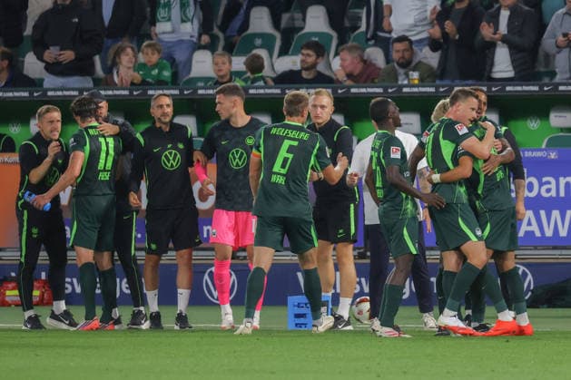 September 18, 2026, xgox, Soccer, 2. Bundesliga, VfL Wolfsburg vs. SV Darmstadt 98, Muhammed Damar (Wolfsburg), 20 Cheers, Goal celebration, celebrating the goal, DFL and DFB regulations prohibit any use of photographs as image sequences and or quasi-video. Wolfsburg