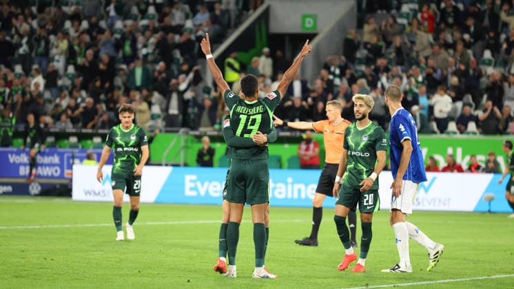 VfL vs. Darmstadt, 2. Bundesliga Wolfsburg, September 18, 2026, Soccer, Men s, 2. Bundesliga, 2026–2027 Season, VfL Wolfsburg vs. SV Darmstadt 98: Robert Glatzel celebrates after scoring his goal to make it 5–1. DFL and DFB regulations prohibit any use of photographs as image sequences and or quasi-video. Volkswagen Arena, Lower Saxony, Germany