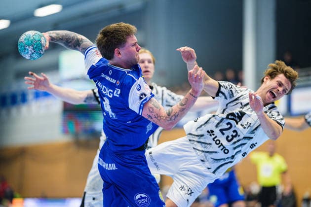 Elias Scholtes, ThSV Eisenach, 04; Rune Dahmke, THW Kiel, 23; Eric Oscar Johansson, THW Kiel, 21 (GER), ThSV Eisenach vs. THW Kiel, 1st Opel Handball Bundesliga, Handball, Matchday 5, 2026–2027 season, 8:00 p.m., September 18, 2026 GER, ThSV Eisenach vs. THW Kiel, 1st Opel Handball Bundesliga, Handball, Matchday 5, 2026–2027 season, 8:00 p.m., September 18, 2026, Eisenach Copyright: xMartinxHerbstx