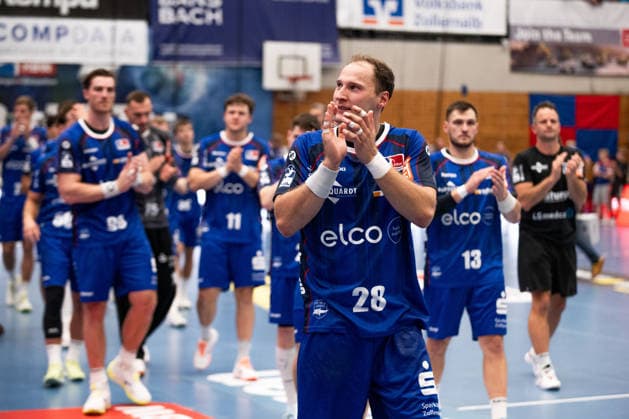 HBW Balingen Weilstetten—the players are disappointed, starting with Tobias Heinzelmann, HBW Balingen Weilstetten, 28, HBW Balingen Weilstetten vs. TVB Stuttgart, GER, Opel 1 Handball Bundesliga, Championship, Matchday 5, 2026–2027 season, September 18, 2026, Eibner Press Photo: Andreas Ulmer, HBW Balingen Weilstetten vs. TVB Stuttgart, GER, Opel 1 Handball Bundesliga, Championship, Matchday 5, 2026–2027 season, September 18, 2026, Balingen Copyright: xEibner-Pressefoto AndreasxUlmerx EP_AUR