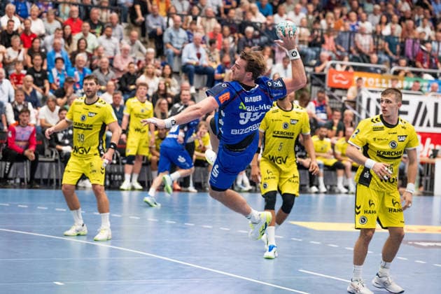 Stefan Bauer, HBW Balingen Weilstetten, 99, shot, HBW Balingen Weilstetten vs. TVB Stuttgart, GER, Opel 1 Handball Bundesliga, Championship, Matchday 5, 2026–2027 Season, September 18, 2026, Eibner Press Photo by Andreas Ulmer, HBW Balingen Weilstetten vs. TVB Stuttgart, GER, Opel 1 Handball Bundesliga, Championship, Matchday 5, 2026–2027 Season, September 18, 2026, Balingen Copyright: xEibner-Pressefoto AndreasxUlmerx EP_AUR