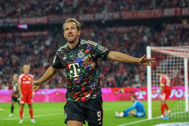 Celebration of Harry Kane s goal to make it 4–0, FC Bayern Munich, 09, GER, FC Bayern Munich vs. 1. FC Union Berlin, Soccer, Bundesliga, Matchday 4, 2026–2027 Season, September 18, 2026, DFL and DFB regulations prohibit any use of photographs as image sequences and or quasi-video, GER, FC Bayern Munich vs. 1. FC Union Berlin, Soccer, Bundesliga, Matchday 4, 2026–2027 season, September 18, 2026, Munich Copyright: xEibner-Pressefoto JennixMaulx EP_JML