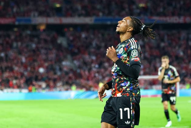 Celebration of Michael Olise’s goal to make it 6–0, FC Bayern Munich, 17, GER, FC Bayern Munich vs. 1. FC Union Berlin, Soccer, Bundesliga, Matchday 4, 2026–2027 Season, September 18, 2026, DFL and DFB regulations prohibit any use of photographs as image sequences and or quasi-video, GER, FC Bayern Munich vs. 1. FC Union Berlin, Soccer, Bundesliga, Matchday 4, 2026–2027 season, September 18, 2026, Munich Copyright: xEibner-Pressefoto JennixMaulx EP_JML