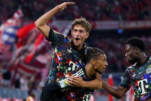 September 18, 2026, GER, Soccer, Men s, 1st Bundesliga, 2026–2027 Season, Matchday 4, FC Bayern Munich vs. 1. FC Union Berlin Goal Celebration: Cheers for the 7–0 goal by Michael Olise, FC Bayern Munich 17. DFB and DFL regulations prohibit any use of photographs as image sequences and or quasi-video. Munich, Allianz Arena, Bayern, Germany Copyright: xNordphoto Schneiderx