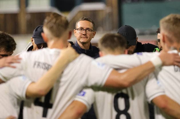 September 18, 2026, Soccer, Men s, 2026–2027 Season, Bavarian Regional League, Matchday 10: TSV Buchbach vs. FC Schweinfurt 05; Dominik Groß, President of FC Schweinfurt 05, in the team circle at Buchbach SMR Arena, Bavaria, Germany