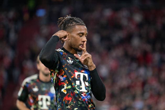 GER, Bavaria, Munich, Soccer, FC Bayern Munich vs. 1. FC Union Berlin, at the Allianz Arena, Munich, Bundesliga, Matchday 4, September 18, 2026, v l Michael Akpovie Olise, FC Bayern Munich, 17, goal celebration, joy, emotions, cheering, celebration, goal scored, Celebrate, goal celebration, joy, emotions, celebration, cheering, goal scored, celebrate, portrait, single image, cutout. DFL and DFB regulations prohibit any use of photographs as image sequences and or quasi-video, Copyright: HMB-Media MichaelxNibel