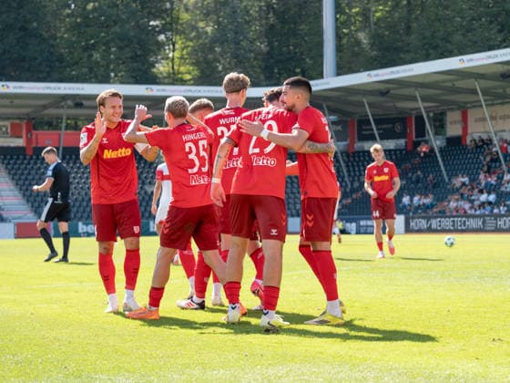 Goal to make it 0–3 by Sascha Hingerl, SSV Jahn Regensburg, 35—team celebration, GER, soccer, VfB Stuttgart II vs. SSV Jahn Regensburg, Landesliga 2, Matchday 8, Leinfelden-Echterdingen, 2026–2027 season, September 19, 2026, GER, Soccer, VfB Stuttgart II vs. SSV Jahn Regensburg, 3. Liga, Matchday 8, 2026–2027 season, September 19, 2026, Leinfelden-Echterdingen Copyright: xCarstenxSchweringx EP_CSG