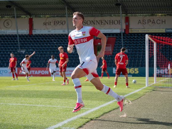 Goal for the 3-3 tie by Oliver Roelke (VfB Stuttgart II), September 11, Germany, Soccer, VfB Stuttgart II vs. SSV Jahn Regensburg, 3rd Division, Matchday 7, 2026–2027 Season, September 19, 2026 GER, Soccer, VfB Stuttgart II vs. SSV Jahn Regensburg, 3. Liga, Matchday 7, 2026–2027 season, September 19, 2026 Aspach Copyright: xCarstenxSchweringx EP_CSG