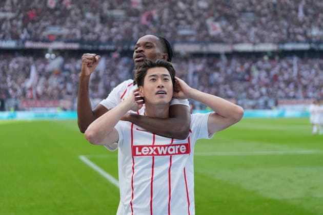 Jordy Makengo, SC Freiburg, 33; Yuito Suzuki, SC Freiburg, 14; goal celebration, emotions, shot on goal, finish, goal scored, goal, hit, Germany, soccer, Bundesliga 1, Matchday 4, 2026–2027, Eintracht Frankfurt vs. SC Freiburg, September 19, 2026, Deutsche Bank Park, Frankfurt, Frankfurt, Deutsche Bank Park, Hesse, Germany Copyright: xArnexAmbergx