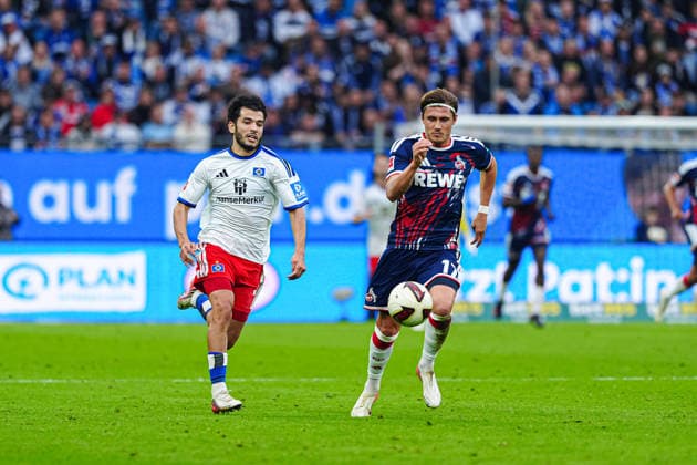 Zakaria El Ouahdi, Hamburger SV, 07; Alessio Castro Montes, 1 FC Köln, 17 GER; Hamburger SV vs. 1 FC Köln, soccer, Bundesliga 1, Matchday 4, 2026–2027 season, September 19, 2026 DFL regulations prohibit any use of photographs as image sequences and or quasi-video GER, Hamburger SV vs. 1. FC Köln, soccer, 1st Bundesliga, Matchday 04, 2026–2027 Season, September 19, 2026, Hamburg Copyright: xEibner-Pressefoto MarcelxvonxFehrnx EP_MFN