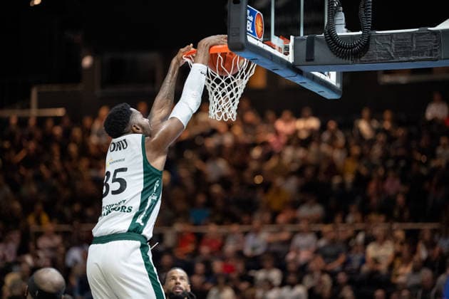 Ejiofor Onu No. 35 of the VET CONCEPT Gladiators Trier at the basket (GER), Basketball: Löwen Braunschweig vs. VET CONCEPT Gladiators Trier, Basketball, easyCredit BBL, Week 1, 2026–27 season, September 19, 2026 GER, Basketball: Löwen Braunschweig vs. VET CONCEPT Gladiators Trier, Basketball, easyCredit BBL, Week 1, 2026–27 season, September 19, 2026 Braunschweig Copyright: xEibner-Pressefoto DanielxREINELTx EP_DRT