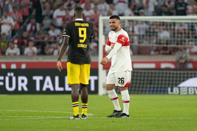 Serhou Guirassy, Borussia Dortmund, 09; Deniz Undav, VfB Stuttgart, 26; GER; VfB Stuttgart vs. Borussia Dortmund; Soccer; Bundesliga 1; Matchday 4; 2026–2027 Season; September 19, 2026; DFL regulations prohibit any use of photographs as image sequences and or quasi-video, GER, VfB Stuttgart vs. Borussia Dortmund, soccer, Bundesliga 1, Matchday 4, 2026–2027 season, September 19, 2026, Stuttgart Copyright: xEibner-Pressefoto EdwardxCheungx EP_ECG