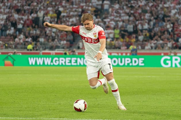 Shot on goal by Maximilian Mittelstädt, VfB Stuttgart, 07, GER, VfB Stuttgart vs. Borussia Dortmund, Soccer, Bundesliga 1, Matchday 4, 2026–2027 season, September 19, 2026, DFL regulations prohibit any use of photographs as image sequences and or quasi-video, GER, VfB Stuttgart vs. Borussia Dortmund, soccer, Bundesliga 1, Matchday 4, 2026–2027 season, September 19, 2026, Stuttgart Copyright: xEibner-Pressefoto EdwardxCheungx EP_ECG