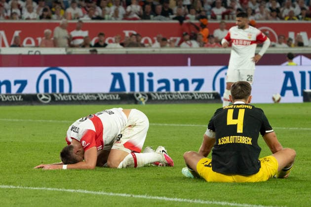 Ermedin Demirovic, VfB Stuttgart, September 9; disappointed, disappointment, frustrated, frustration, annoyed, after a missed chance, GER, VfB Stuttgart vs. Borussia Dortmund, soccer, Bundesliga 1, Matchday 4, 2026–2027 season, September 19, 2026, DFL regulations prohibit any use of photographs as image sequences and or quasi-video, GER, VfB Stuttgart vs. Borussia Dortmund, soccer, Bundesliga 1, Matchday 4, 2026–2027 season, September 19, 2026, Stuttgart Copyright: xEibner-Pressefoto EdwardxCheungx EP_ECG