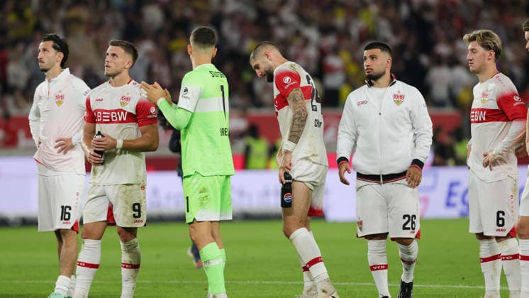 September 19, 2026, Germany, Stuttgart, Bundesliga, VfB Stuttgart vs. Borussia Dortmund, Atakan Karazor (VfB), Ermedin Demirovic (VfB), Fabian Bredlow (VfB), Jeff Chabot (VfB), Deniz Undav (VfB), Angelo Stiller (VfB)