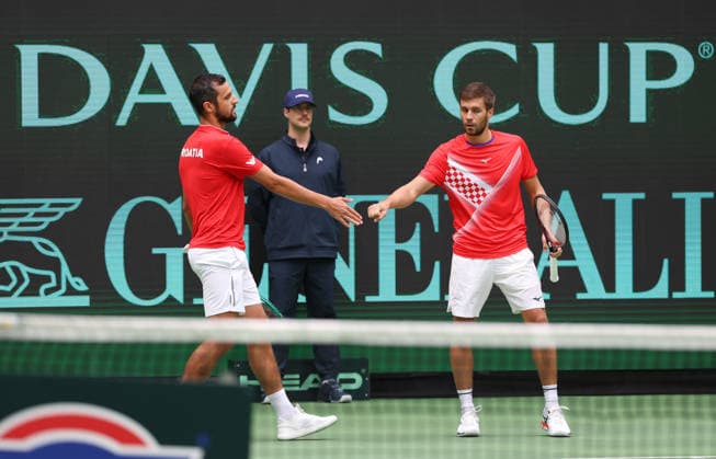 Team Croatia, Nikola Mektic, Mate Pavic, Men s Doubles, Davis Cup: Germany vs. Croatia, Heristo Arena, Halle West, Germany; Tennis Davis Cup 20026; Heristo Arena, Halle West, North Rhine-Westphalia, Germany; September 20, 2026 Copyright: xJuergenxHasenkopfx