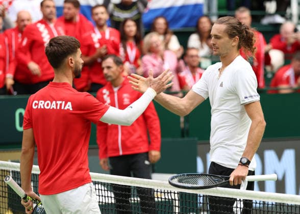 Alexander Zverev, Dino Prizmic (CRO), Davis Cup: Germany vs. Croatia, Heristo Arena, Halle, Westphalia, Germany; Tennis Davis Cup 20026, Heristo Arena, Halle, North Rhine-Westphalia, Germany, September 20, 2026 Copyright: xJuergenxHasenkopfx