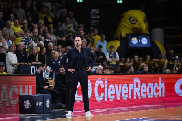 September 20, 2026, GER, Basketball, Bundesliga 1 Matchday, 2026–2027 Season, Oldenburg, EWE Arena, EWE Baskets Oldenburg vs. Syntainics MBC Milenko BOGICEVIC, EWE Baskets Oldenburg head coach, on the sidelines at the EWE Arena in Oldenburg, Lower Saxony, Germany Copyright: xnordphotoxGmbHx xRojahnx