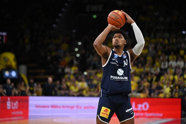 September 20, 2026, GER, Basketball, Bundesliga 1 Matchday, 2026–2027 Season, Oldenburg, EWE Arena, EWE Baskets Oldenburg vs. Syntainics MBC during a free throw by Kostja MUSHIDI, Syntainics MBC 10, Oldenburg, EWE Arena, Lower Saxony, Germany Copyright: xnordphotoxGmbHx xRojahnx