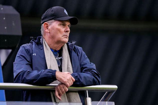 Bernd Beetz, President of SV Waldhof, single image, single photo, action, in the crowd, in the stands, among the spectators, watching the game, September 20, 2026, Mannheim, Germany, soccer, 3rd Division, SV Waldhof Mannheim vs. SC Preußen Münster, DFB and DFL regulations prohibit any use of photographs as image sequences and or quasi-video xozx