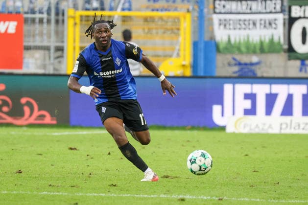 Darnell Keumo, SV Waldhof Mannheim, 17th soccer 3rd division, Matchday 7, SV Waldhof Mannheim vs. SC Preußen Münster on September 20, 2026, at Carl Benz Stadium in Mannheim, Germany, 2026; Franz Reindel, Mannheim, Carl Benz Stadium, Germany Copyright: xFranzxReindelx