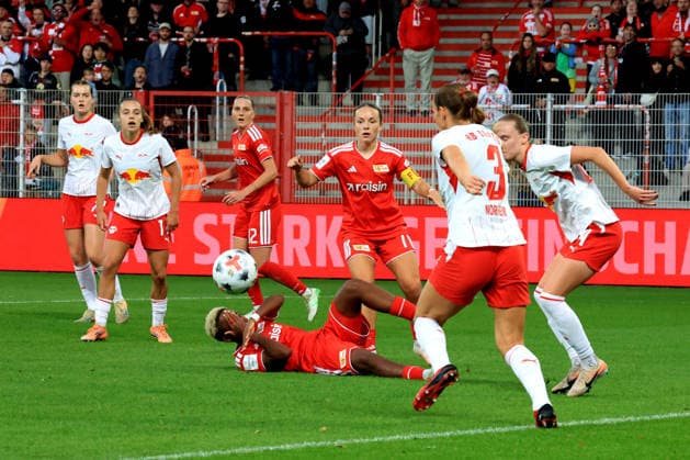 September 20, 2026, GER Germany, Soccer, 1. Bundesliga, Women, 2026–2027, Alte Foersterei, 1. FC Union vs. RB Leipzig, Naika Reissner, 1. FC Union Berlin 42, Lisa Heiseler (C) 1. FC Union Berlin 7, ANDREA NORHEIM RB Leipzig 3, NIKOLINE DUDEK RB Leipzig 24. 1. Bundesliga. DFB and DFL regulations prohibit any use of photographs as image sequences and or quasi-video. nordphoto GmbH, Engler, Berlin. Alte Försterei Stadium, Berlin, Germany Copyright: xNordphotox xEnglerx