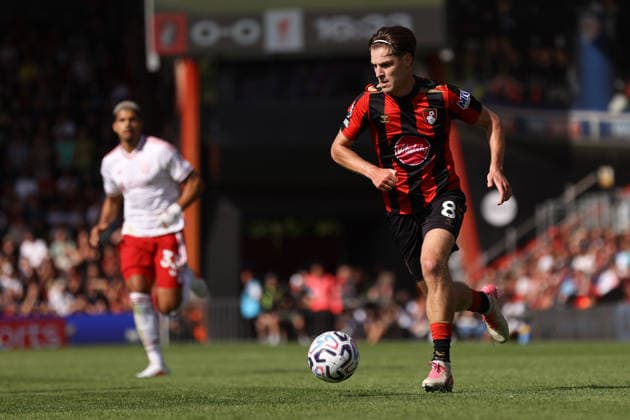AFC Bournemouth gegen Liverpool, 20. September 2026, Bournemouth, Premier League, Fußball, AFC Bournemouth gegen Liverpool, Alex Scott aus Bournemouth, Foto: Jacques Feeney, Abseits, Bournemouth, Großbritannien Copyright: xJacquesxFeeneyx xOffsidexOffside