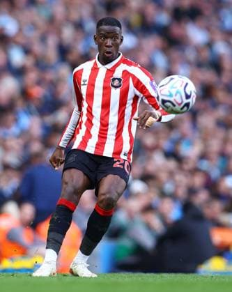 Nordi Mukiele of Sunderland Manchester City v Sunderland, Premier League, Football, Etihad Stadium, Manchester, UK - 20 Sep 2026Manchester Etihad Stadium United Kingdom EDITORIAL USE ONLY No use with unauthorised audio, video, data, fixture lists, club league logos or live services. Online in-match use limited to 120 images, no video emulation. No use in betting, games or single club league player publications. Copyright: xMattxWest Shutterstockx 17160119ct
